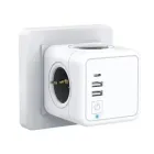 Enchufe Múltiple Cubo con 4 Tomas y 3 Puertos USB