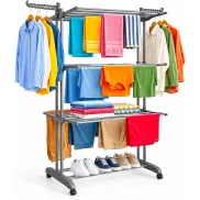 Tendedero Torre Plegable con Ruedas - 4 Niveles y Alas