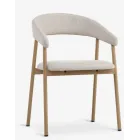 Silla de comedor en tela beige y roble natural EJSING