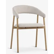 Silla de comedor en tela beige y roble natural EJSING