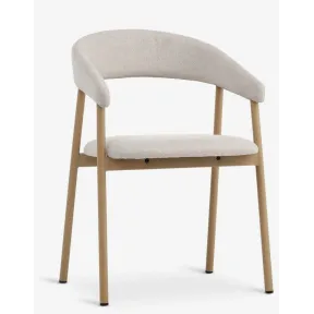 Silla de comedor en tela beige y roble natural EJSING