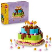 Pastel de Cumpleaños LEGO con 10 Velas y Flores Coloridas