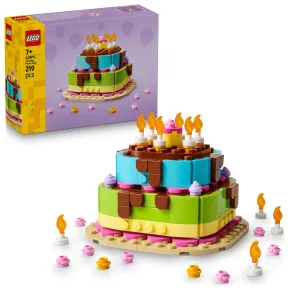Pastel de Cumpleaños LEGO con 10 Velas y Flores Coloridas