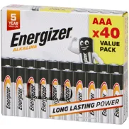 Baterías AAA Energizer, 40 unidades en paquete.