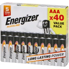 Baterías AAA Energizer, 40 unidades en paquete.