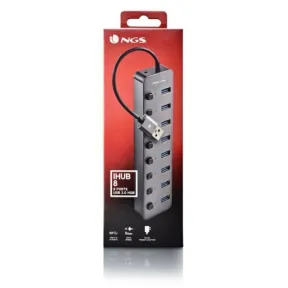 Hub USB 8 puertos 3.0 con carga rápida y switches NGS IHUB8