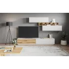 Mueble Compacto para TV Solano en Blanco y Roble (297 cm)