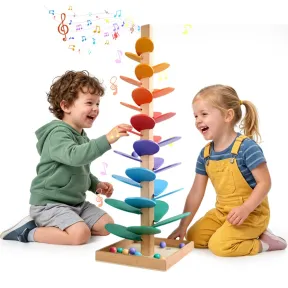 Montessori: árbol de sonido y pista de canicas de madera