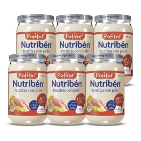Potitos Sin Gluten de Pollo y Patatitas Nutribén +6 Meses 6x235g