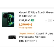 Xiaomi 17 Ultra 512GB + Kit Fotografía GRATIS, solo 972€