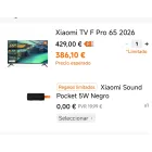 Xiaomi TV F Pro 65": QLED 4K HDR y Altavoz Bluetooth GRATIS.