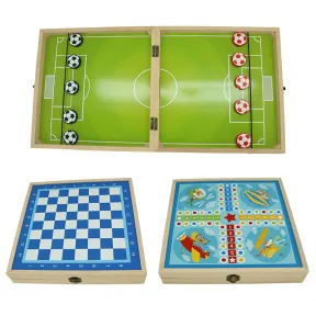 Multifuncional Juego de Mesa Plegable: Ajedrez, Ludo y Sling Puck
