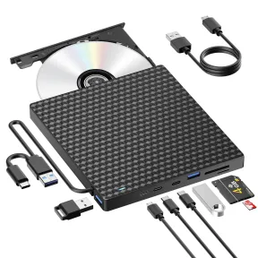 Grabador Externo de DVD/CD 8 en 1 con Hub USB y Lector de Tarjetas