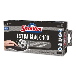Guantes desechables de vinilo negros Spontex, talla L, 100 unidades
