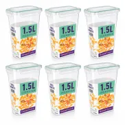 Pack de 6 Recipientes de 1,5L Herméticos con Tapa
