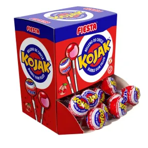 Kojak Caramelo Sabor Cereza con Chicle - Caja de 20 Unidades