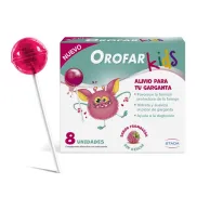 Orofar Kids, 8 piruletas frambuesa para picor garganta