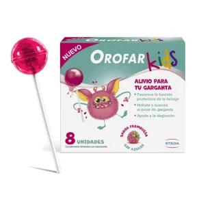 Orofar Kids, 8 piruletas frambuesa para picor garganta