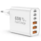 Cargador USB C 65W Rápido, Adaptador Múltiple 6 Puertos