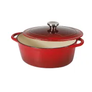 Cacerola de hierro forjado Sitram 710839 en crema y rojo