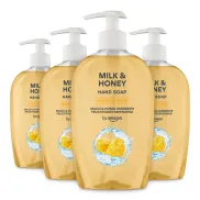 Jabón de manos 4 x 500 ml con miel y leche by Amazon