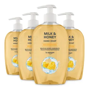 Jabón de manos 4 x 500 ml con miel y leche by Amazon