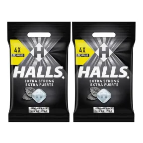 Caramelos Halls Sin Azúcar Extra Fuerte - Paquete 4x32
