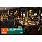 Construcción e interior de restaurante moderno (Unity 3D)