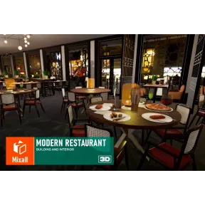 Construcción e interior de restaurante moderno (Unity 3D)