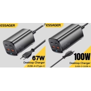 Cargador USB C GaN 67W Essager con Cable de 1M por 16,45€