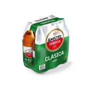 Cerveza Lager Amstel Clásica, Pack de 6 Botellas 1L