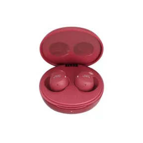 Auriculares Bluetooth TWS JVC HA-A6T rojos para música y llamadas.