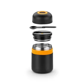 Termo de Acero Inoxidable 800g | Doble Pared, Negro y Naranja