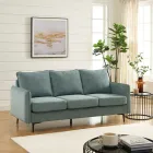 Sofá fijo 3 plazas SIA Conforama: azul, beige o terracota