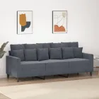 Sofá de terciopelo gris oscuro de 3 plazas, 180 cm