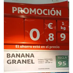 Banana a 0,89 €/kg en Alcampo
