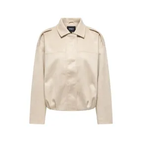 Chaqueta Only beige de mujer con cuello camisero y manga larga