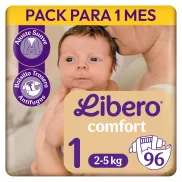 Libero Comfort 1: Pañales Bebé 2-5 kg, 96 Unidades