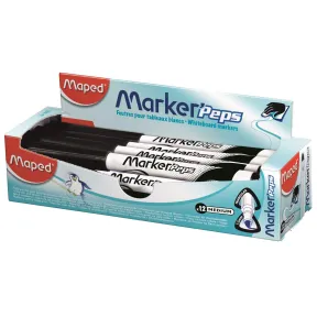 12 rotuladores negros para pizarra blanca, punta de 1,5 mm