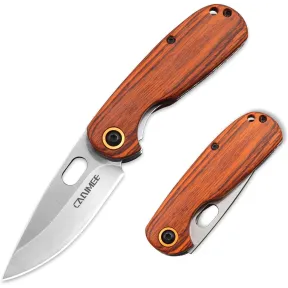 Navaja pequeña para camping con mango de madera
