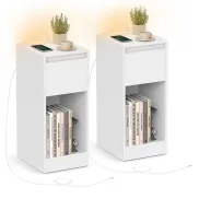 VASAGLE: 2 mesitas de noche blancas con LED táctil y USB