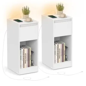 VASAGLE: 2 mesitas de noche blancas con LED táctil y USB