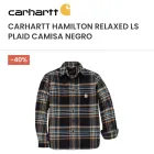 Camisa Carhartt Hamilton Relaxed de cuadros negra manga larga
