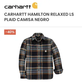 Camisa Carhartt Hamilton Relaxed de cuadros negra manga larga