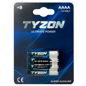 TYZON Pilas AAAA alcalinas 1,5 V sin mercurio, 8 unidades