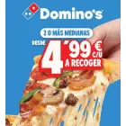 Pizzas medianas con hasta 2 ingredientes desde 4,99 €