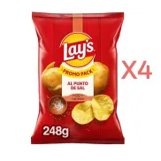 X4 Lay's al punto de sal: patatas fritas familiares 248 g