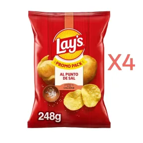 X4 Lay's al punto de sal: patatas fritas familiares 248 g