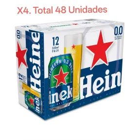 Heineken 0,0% Cerveza Lager sin Alcohol, 48 x 33 cl