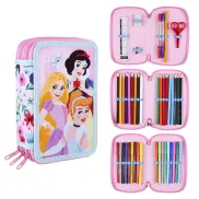 Estuche Escolar Princesas Disney con 3 Compartimentos